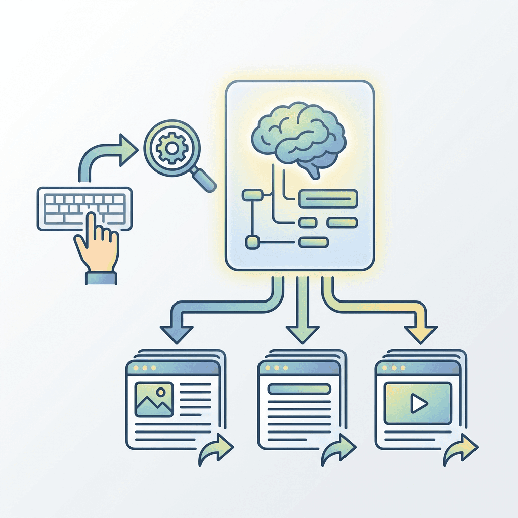 AI Overviews におけるクエリ、要約、引用元ページの関係図