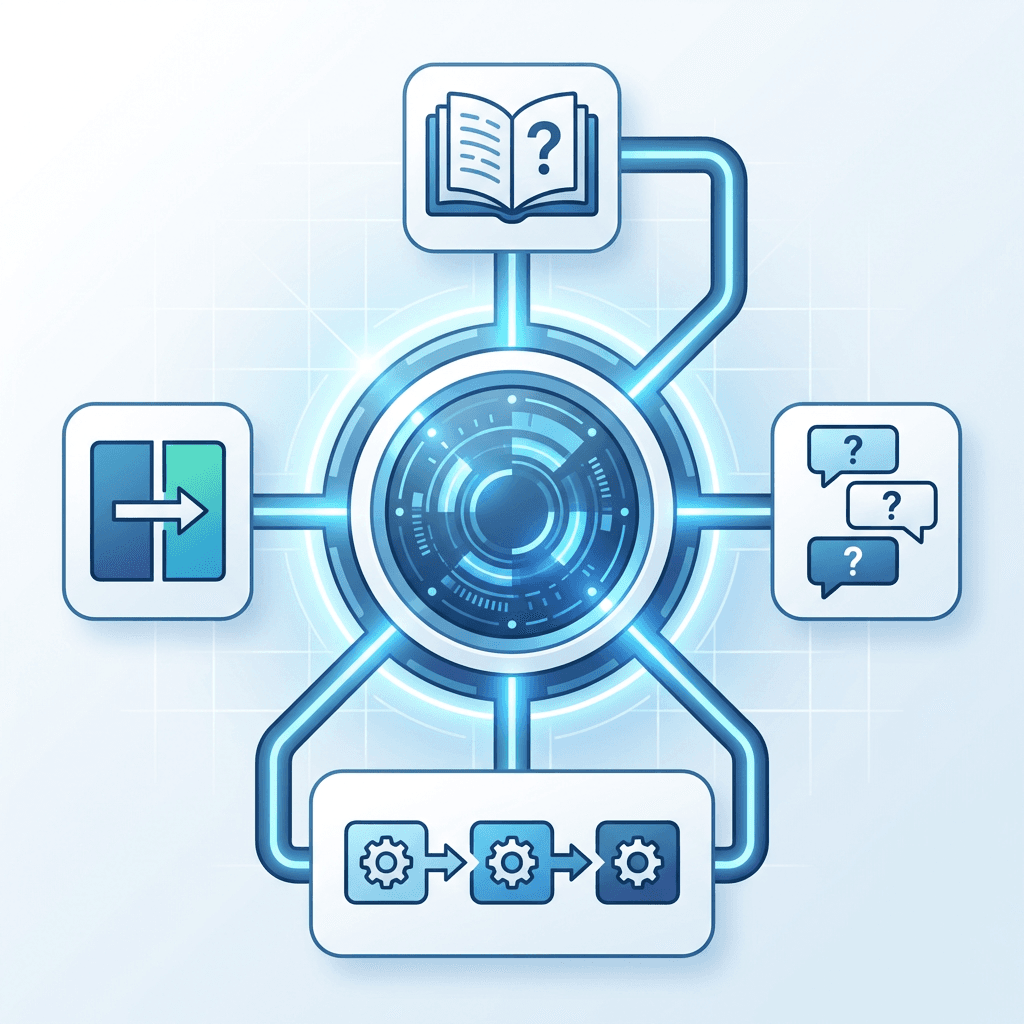 AEO の答えユニットとして定義、比較、FAQ、手順が集まる図解