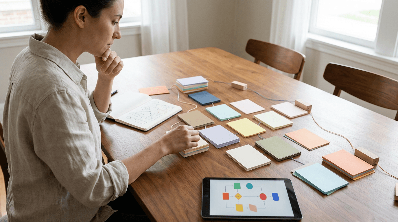 LLMO の引用価値設計を表現した編集デスクのビジュアル